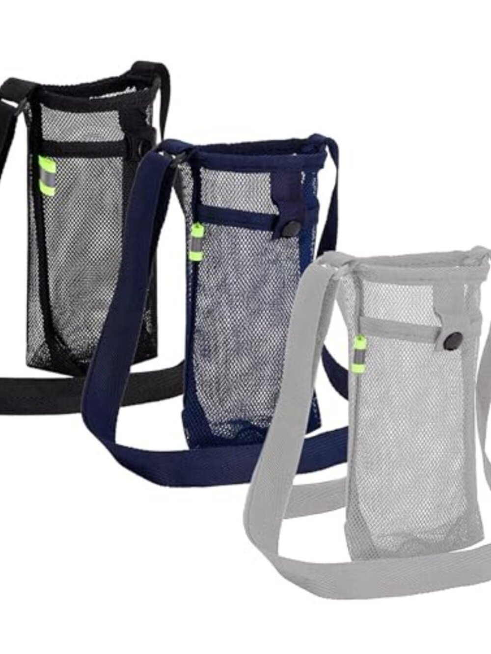 Water Bottle Carrier Holder Sling Bag Nylon Mesh Adjustable Strap Hiking Camping